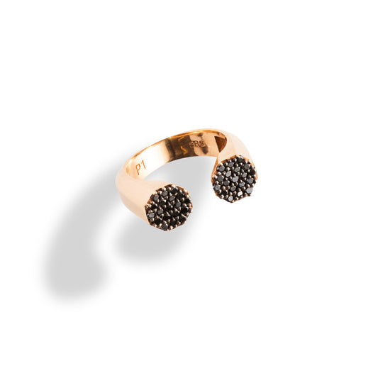 Double Headed Seljuks Black Diamonds Ring