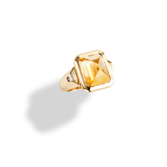 Large Citrine Diamonds Ring