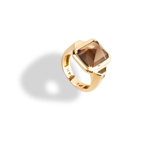 Large Smokey Topaz Diamonds Ring