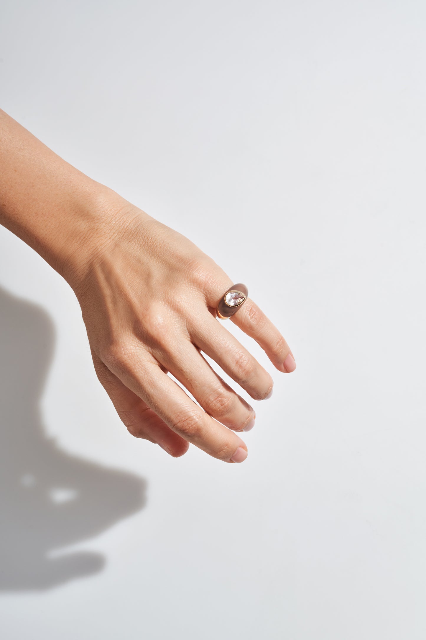 Pear Quartz Enamel Ring