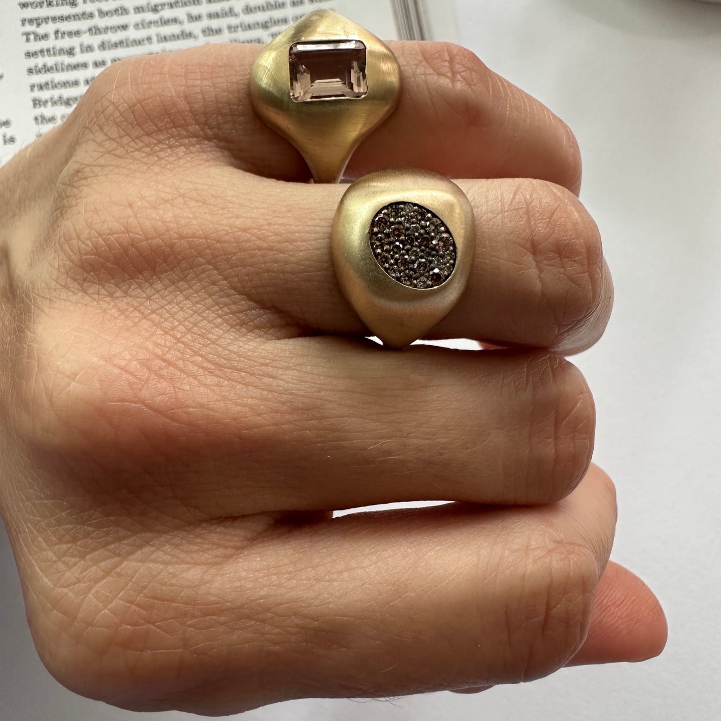 Pebble Octagon Morganite Ring