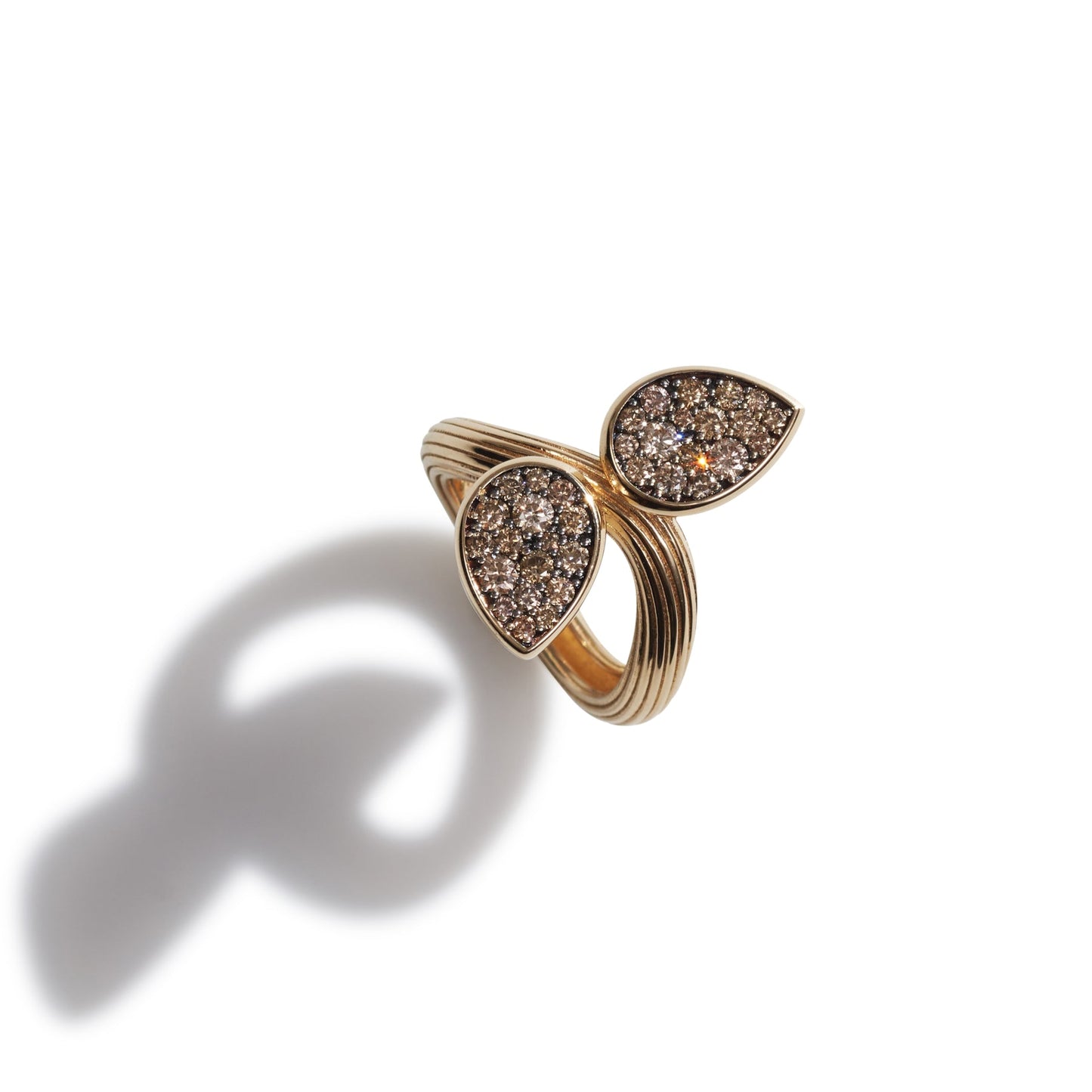 Double Pear Head Cognac Diamonds Ring