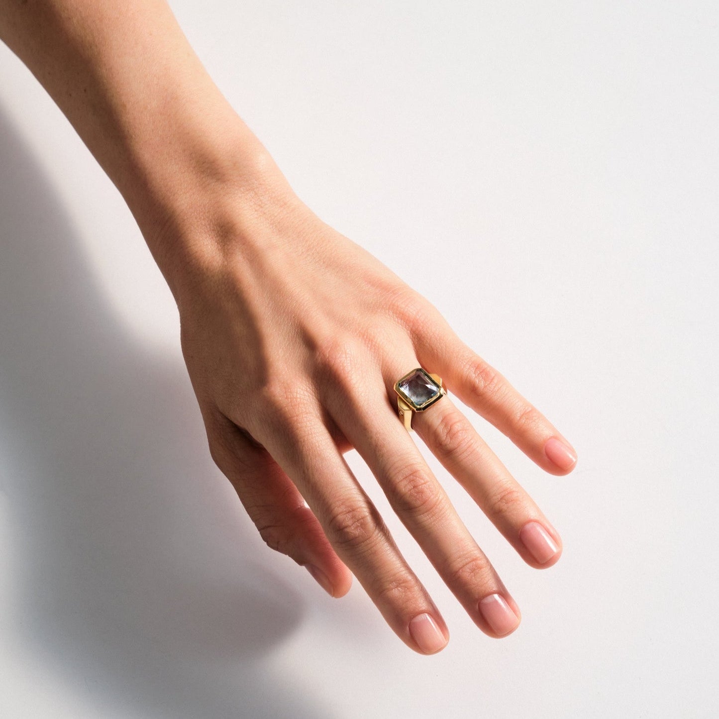 Large Blue Topaz Diamonds Ring