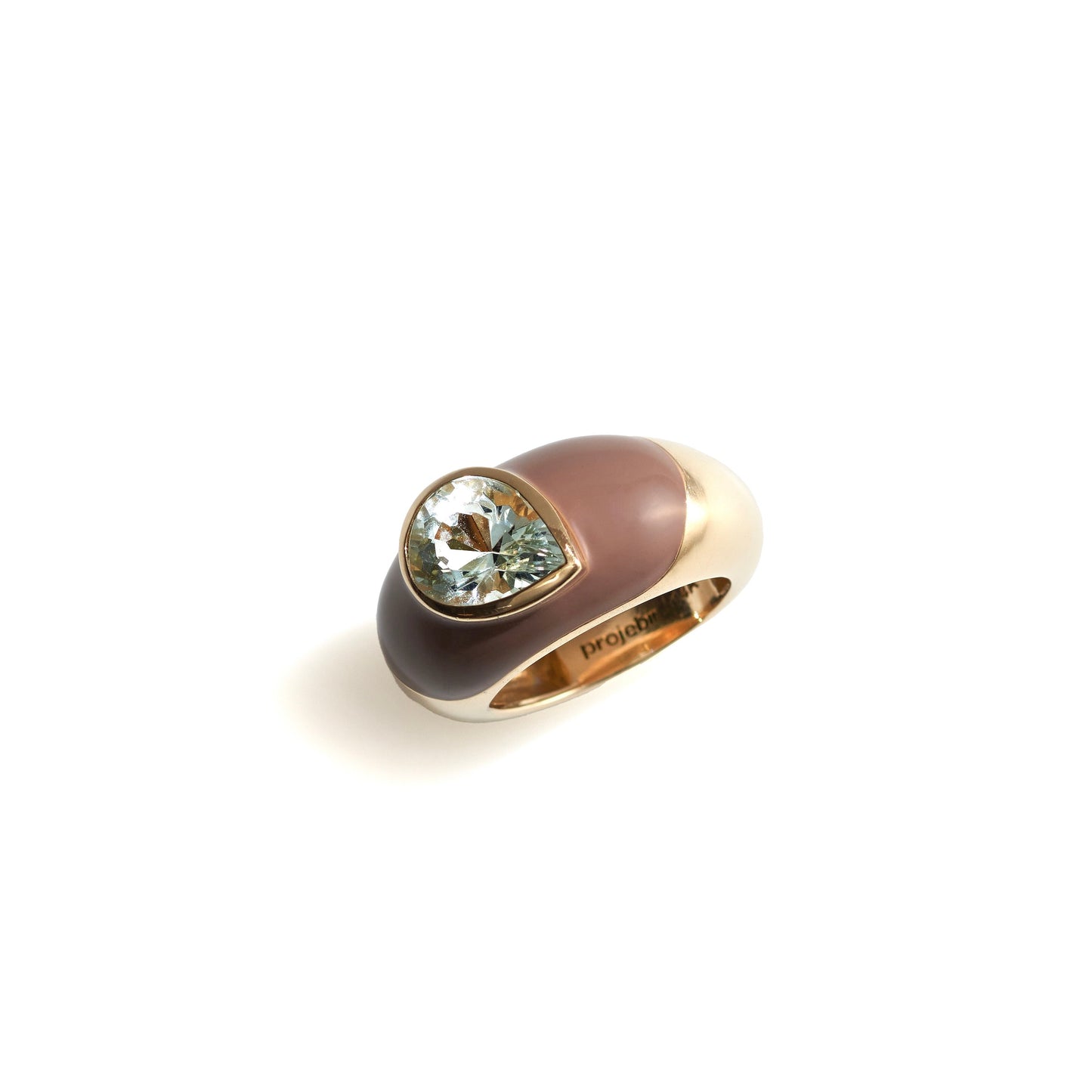 Pear Aquamarine Enamel Ring