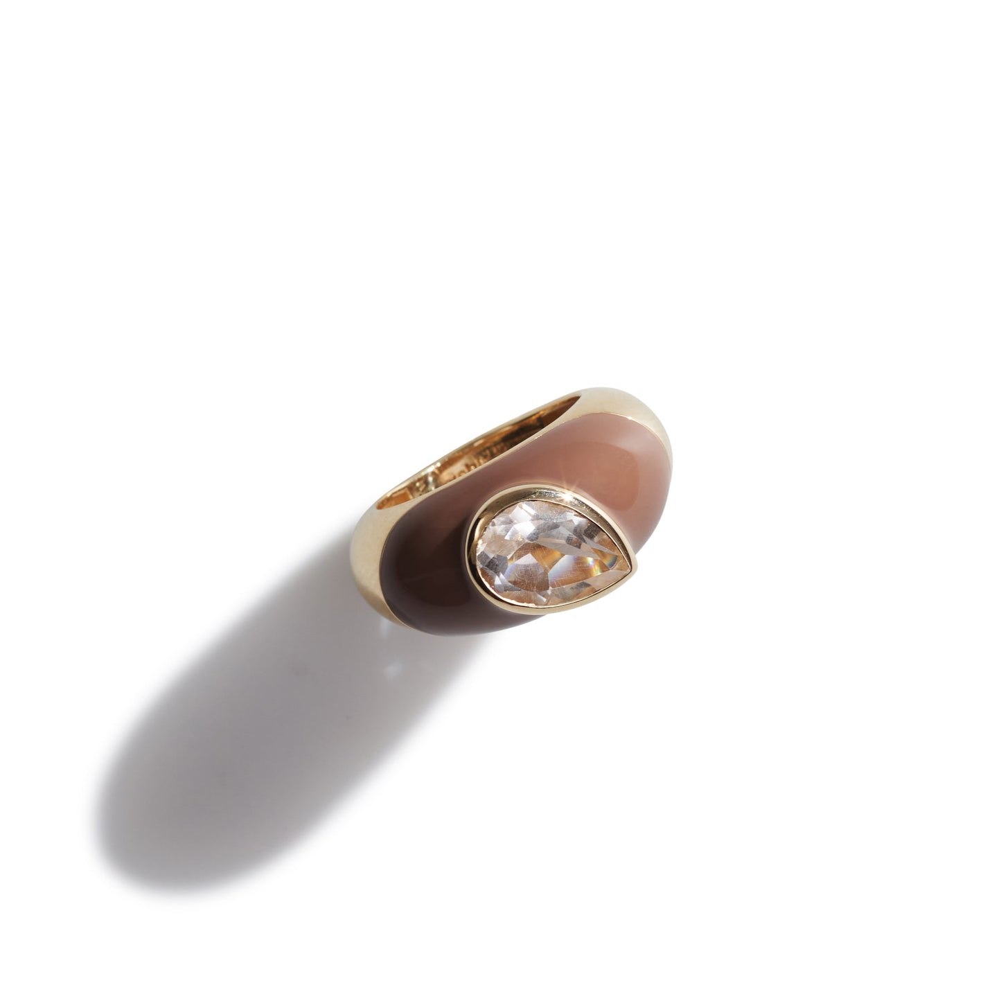 Pear Quartz Enamel Ring