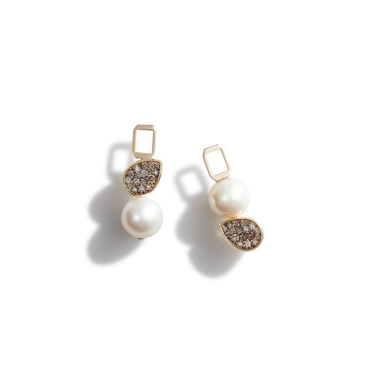Pearl Pear Cognac Diamonds Earring Charms