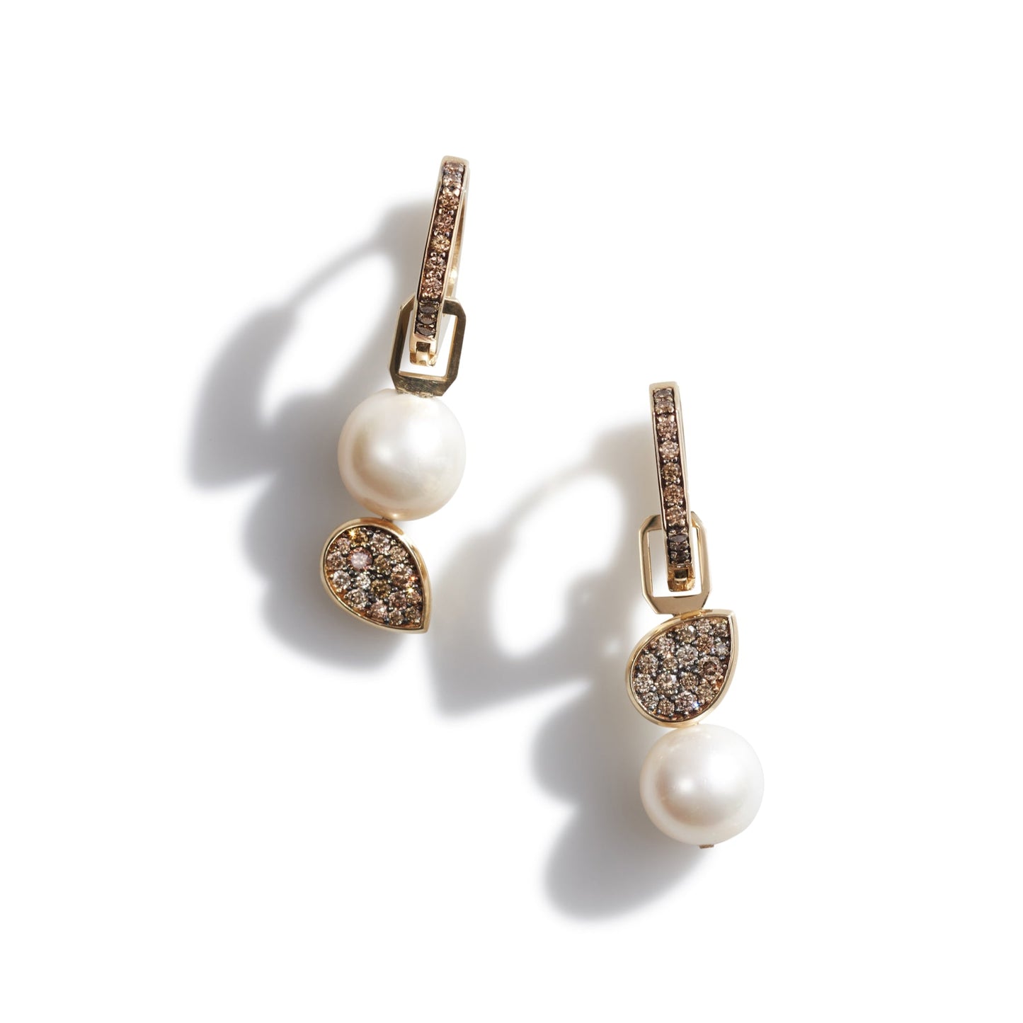 Pearl Pear Cognac Diamonds Earring Charms