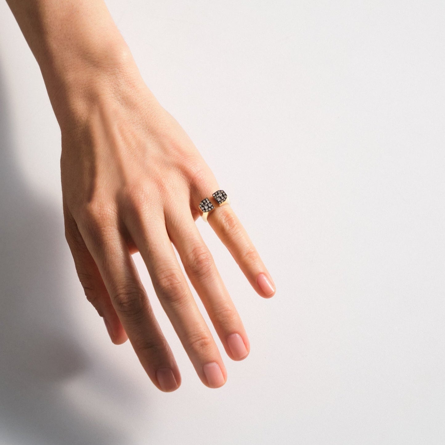 Post Double Headed Cognac Diamonds Ring