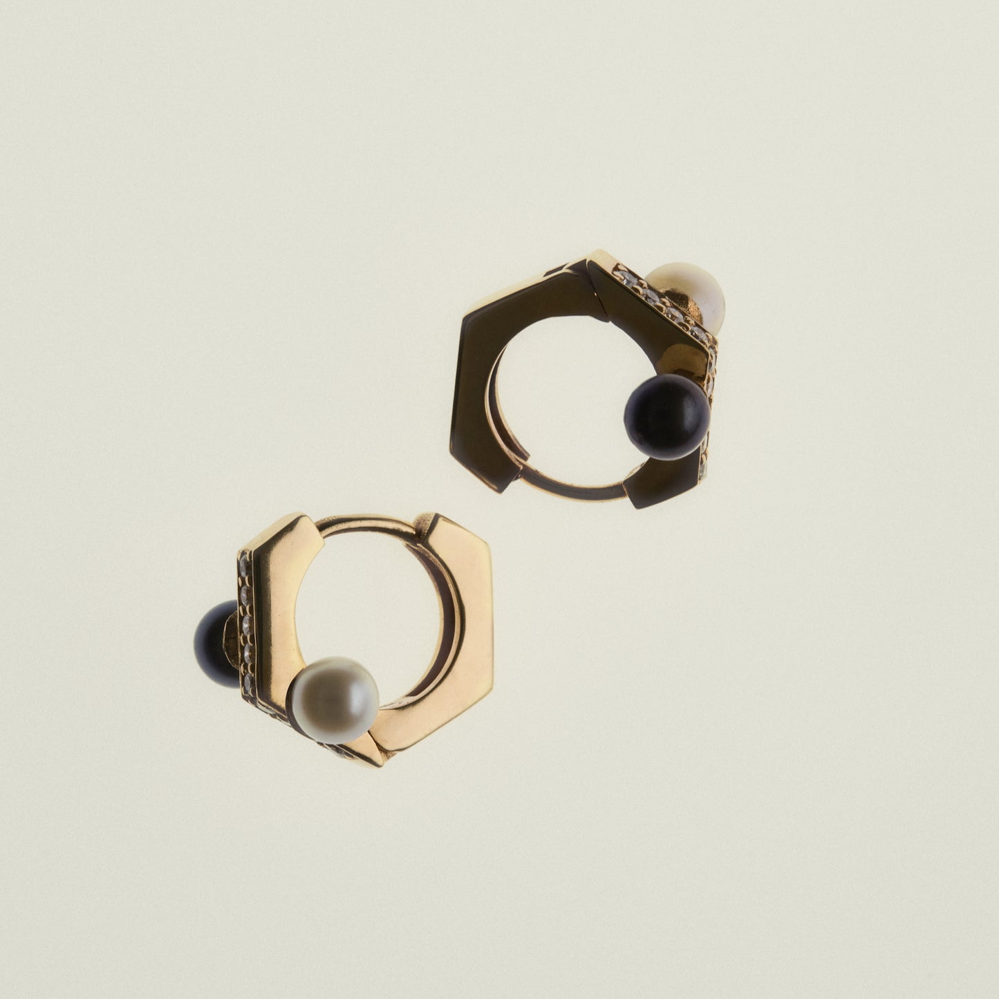 #3 Nut Diamonds B&W Pearls Earrings