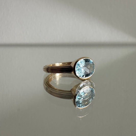 Basic Oval Blue Topaz Ring