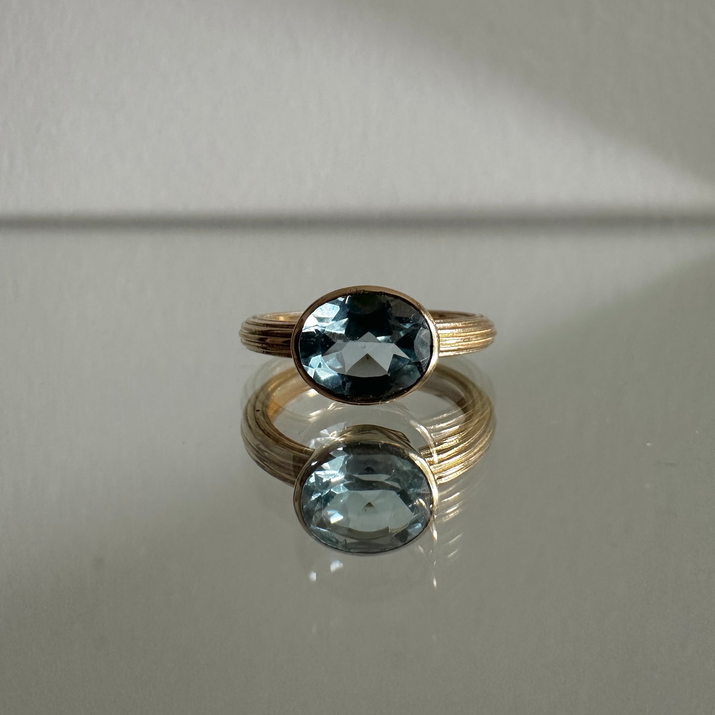 Basic Oval Blue Topaz Ring