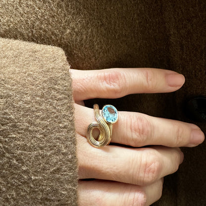 Basic Oval Blue Topaz Ring