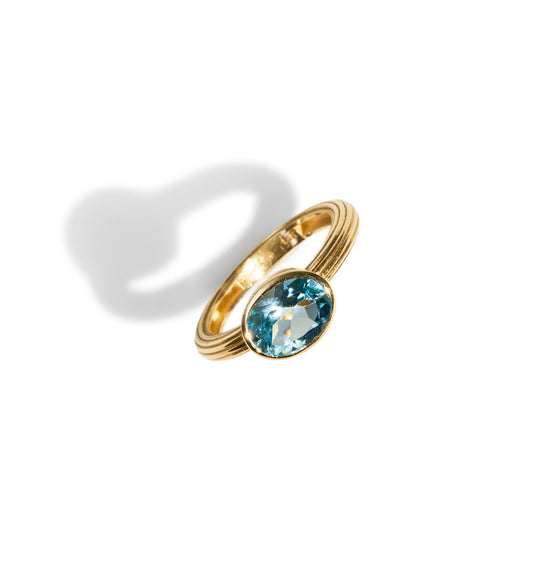 Basic Oval Blue Topaz Ring