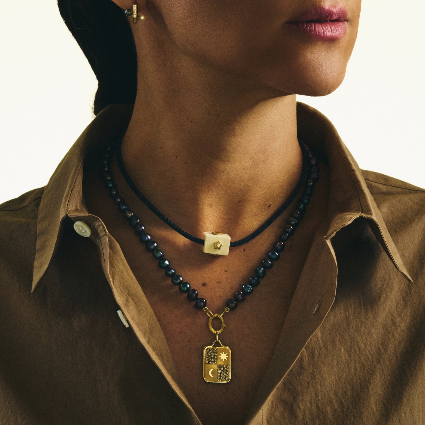 Cognac Diamonds Sun And Moon Pendant