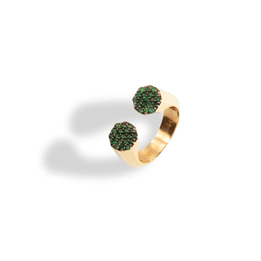 Double Headed Seljuks Green Garnets Ring