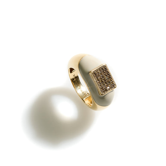 Enamel Cognac Diamond Ring