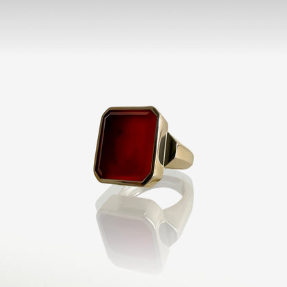 Large Red Agate Bezel Ring