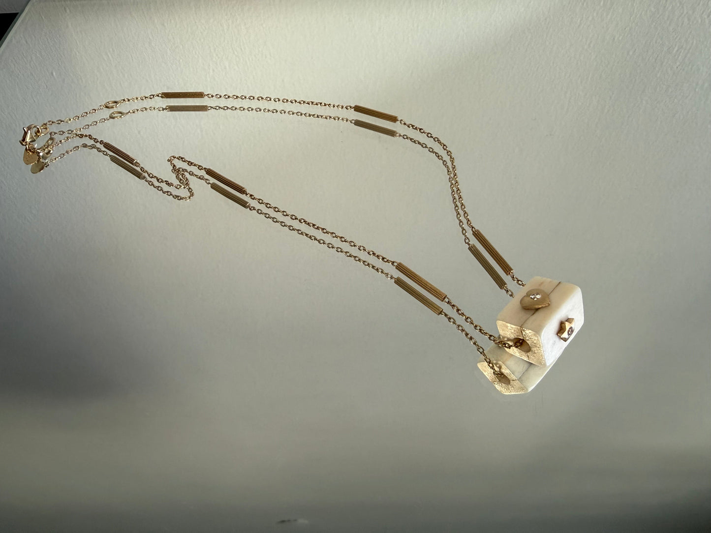 Hearts and Stars Diamonds Square Prism Pendant