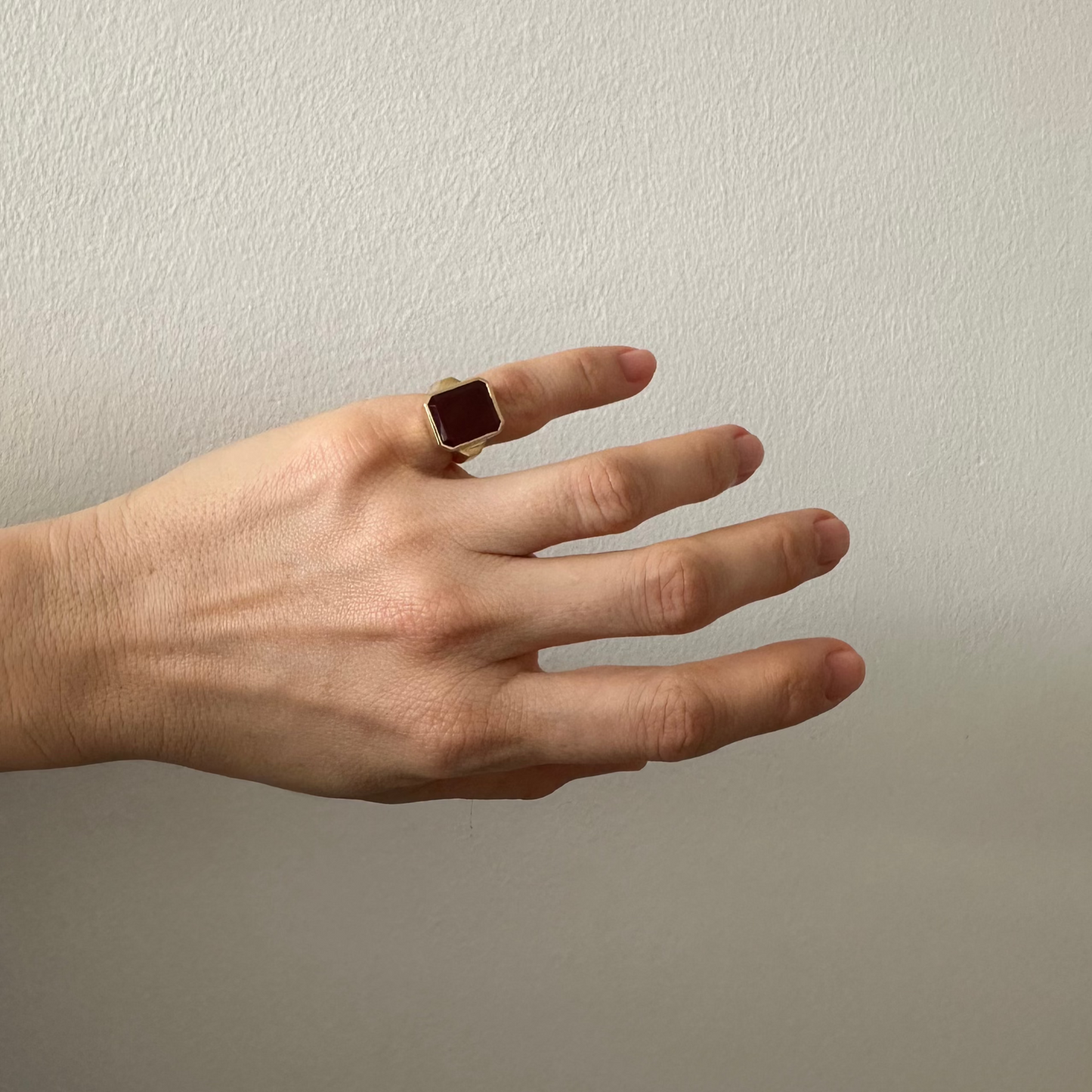 Large Red Agate Bezel Ring