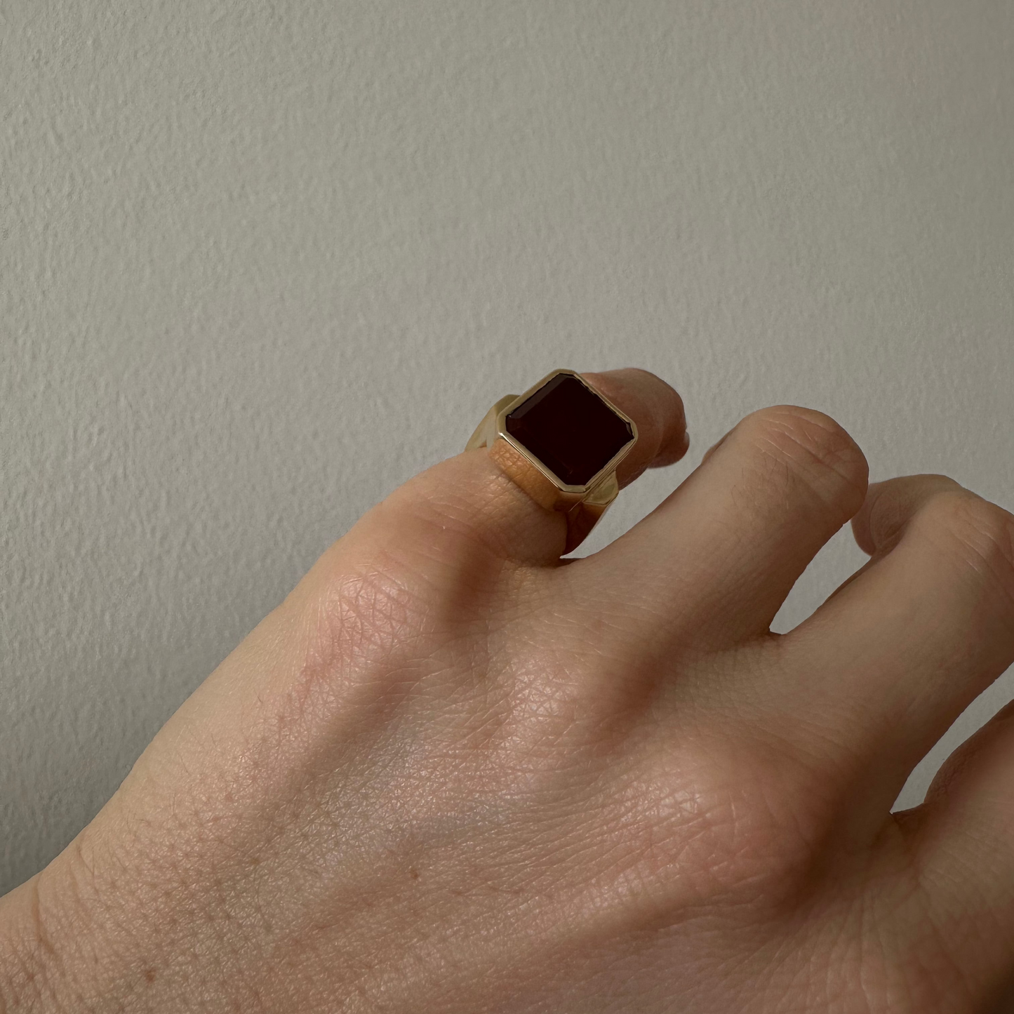 Large Red Agate Bezel Ring