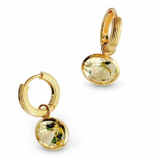 Mini Basic Lemon Quartz Charm Hoops