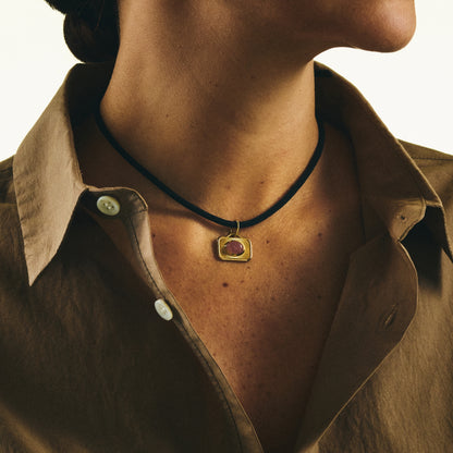 Oval Pink Quartz Rays Pendant