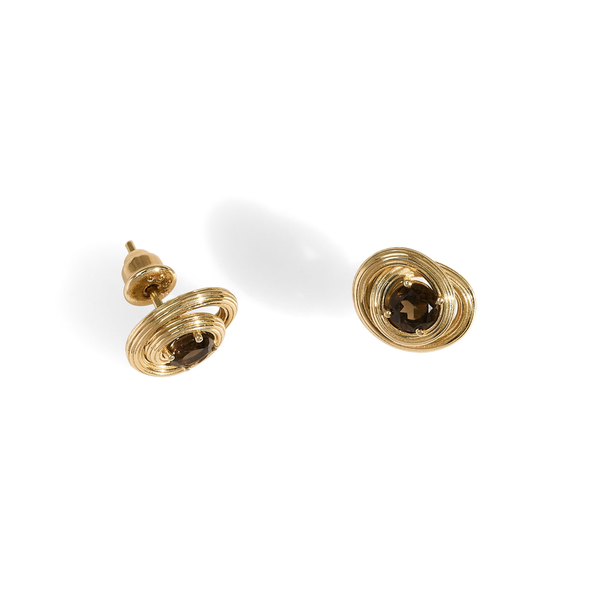 Wave Smokey Quartz Studs