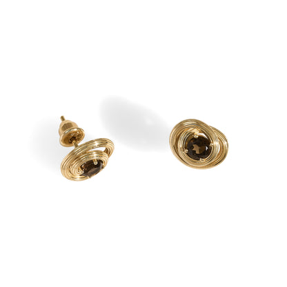 Wave Smokey Quartz Studs