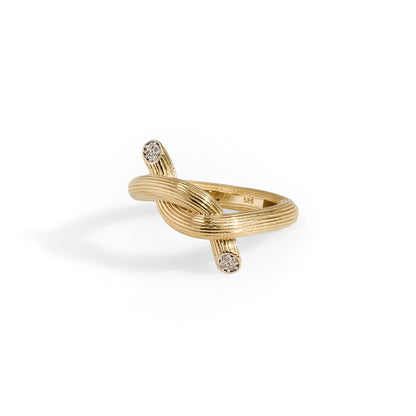 Double Headed Knot Diamonds Ring