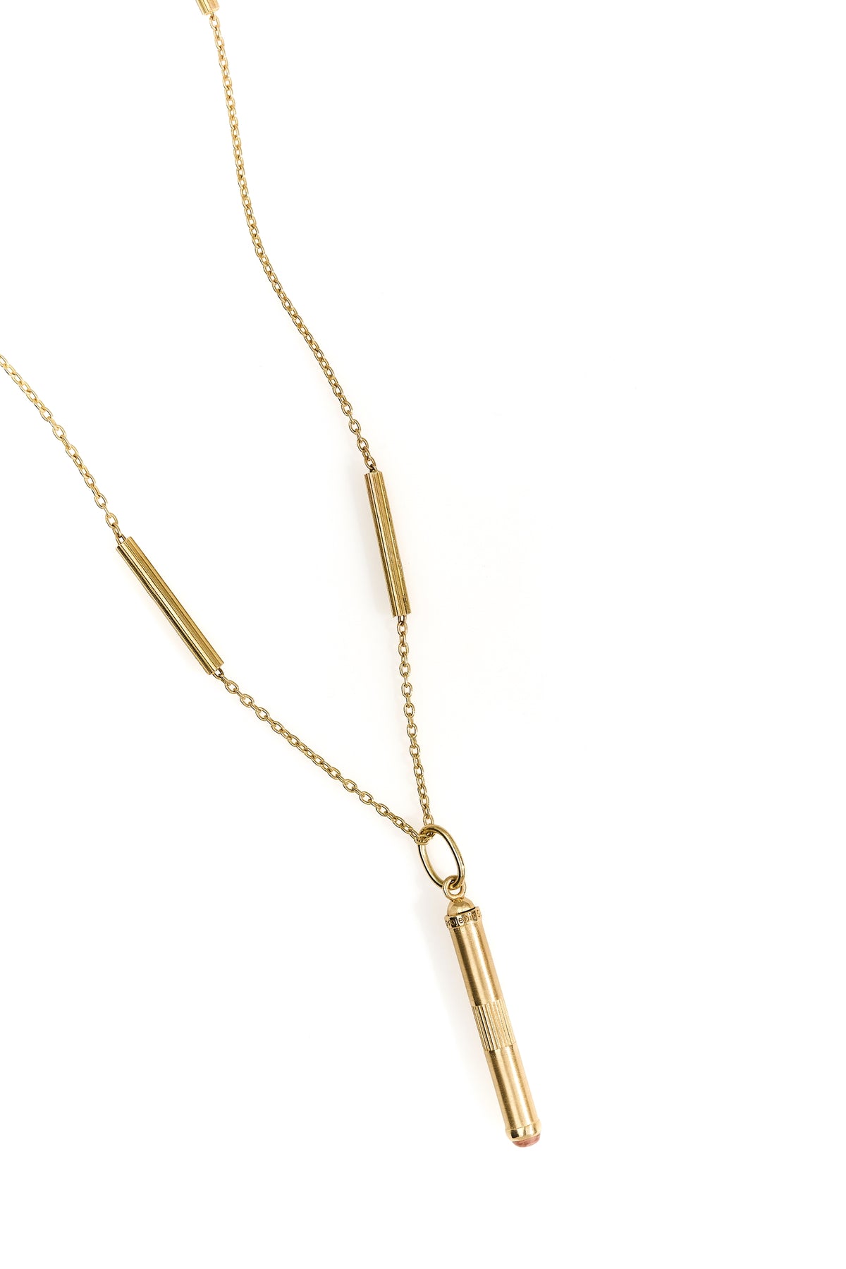 Short Lines Stick Pink Sapphire Pendant