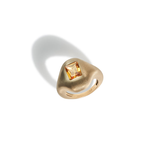Pebble Octagon Citrine Ring
