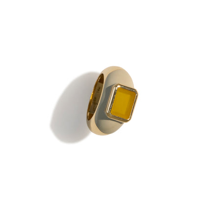 Yellow Agate Enamel Ring