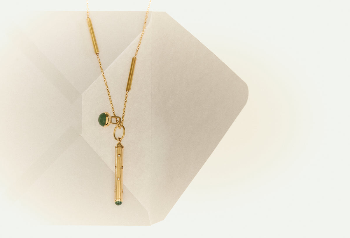 Stick Tourmaline Diamonds Pendant
