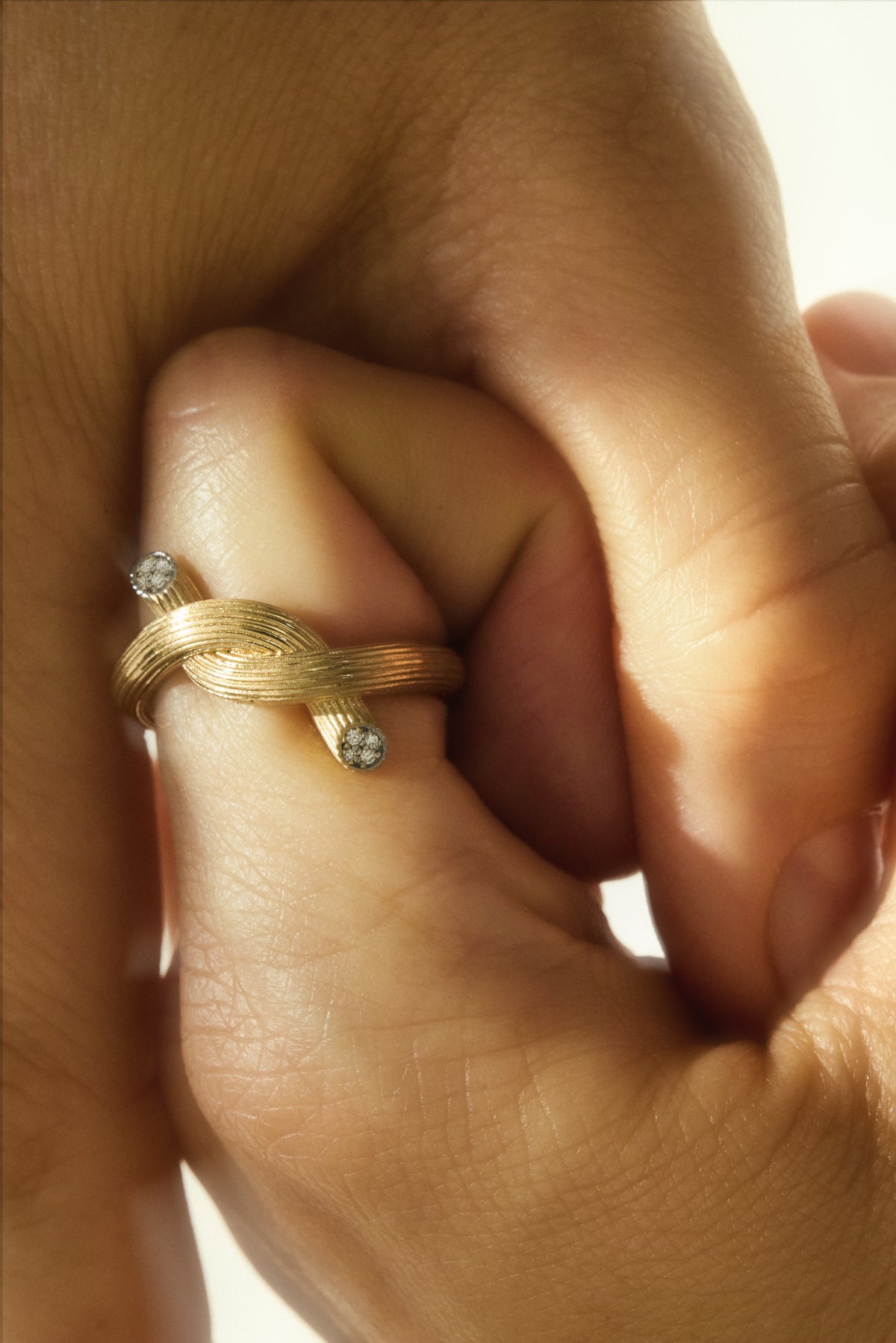 Double Headed Knot Diamonds Ring