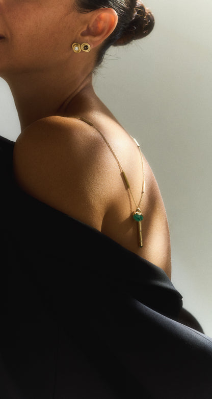 Stick Tourmaline Diamonds Pendant