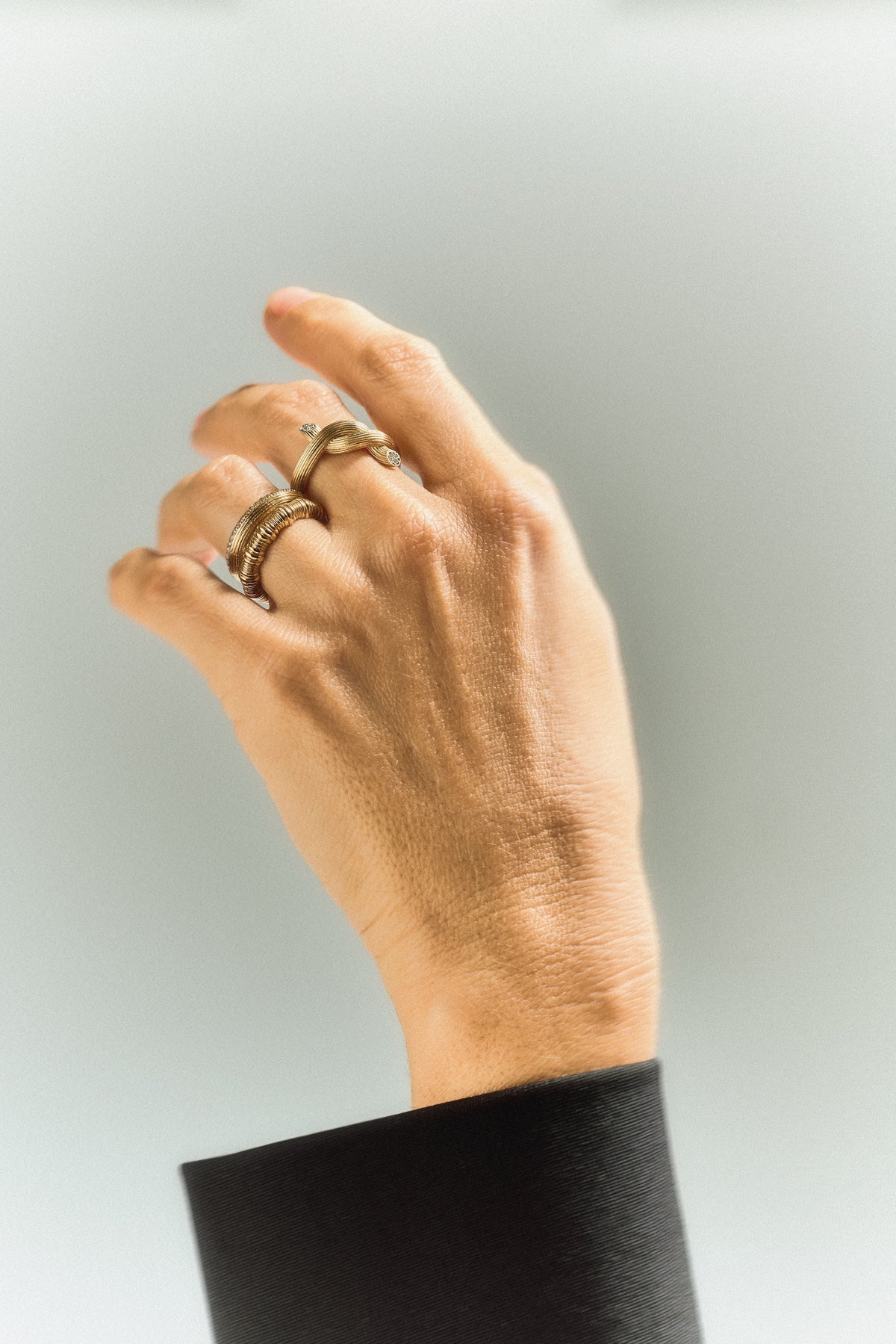 Double Headed Knot Diamonds Ring
