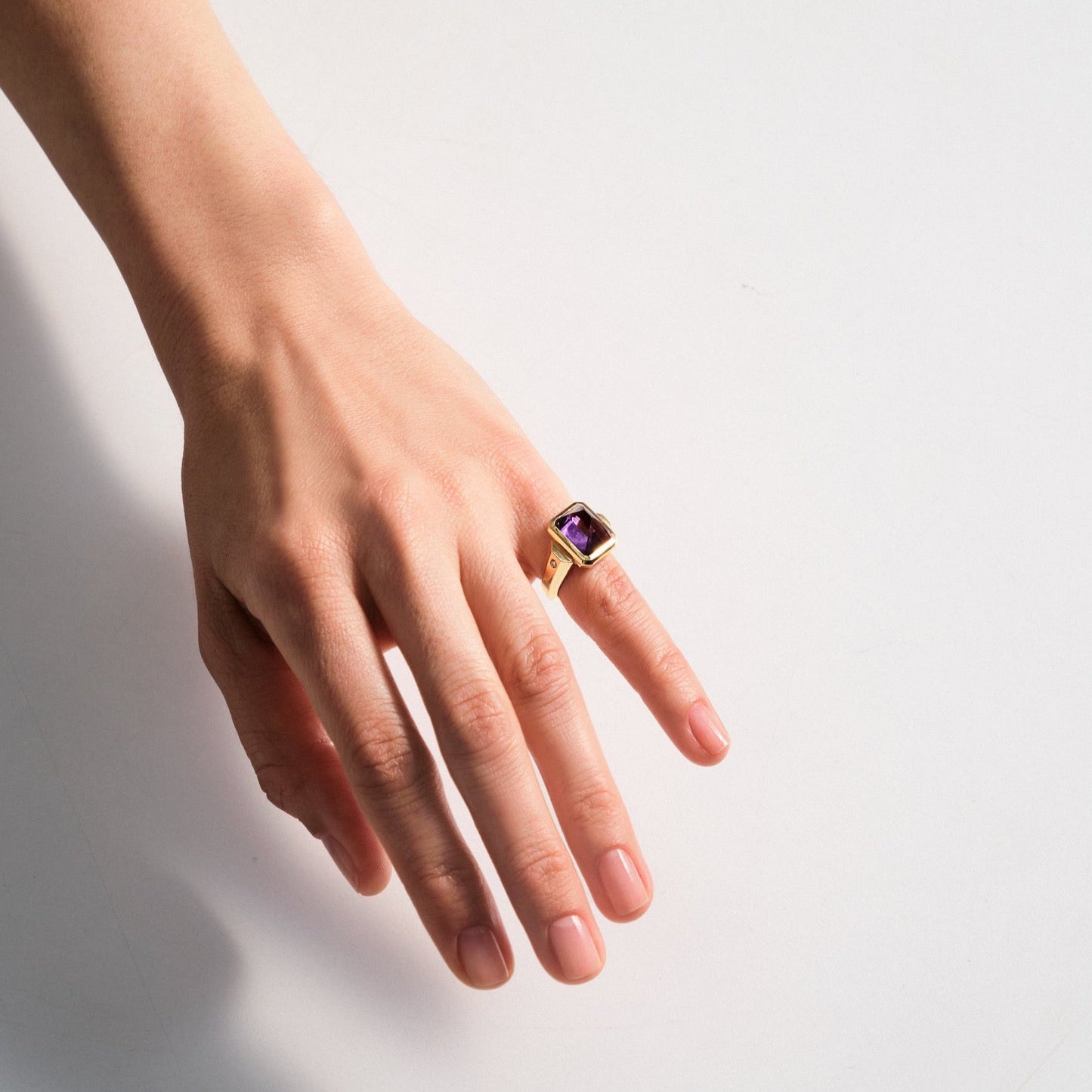 Large Amethyst Diamonds Ring