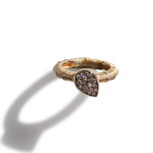 Pear Head Vertical Textured Midi Cognac Diamonds Ring